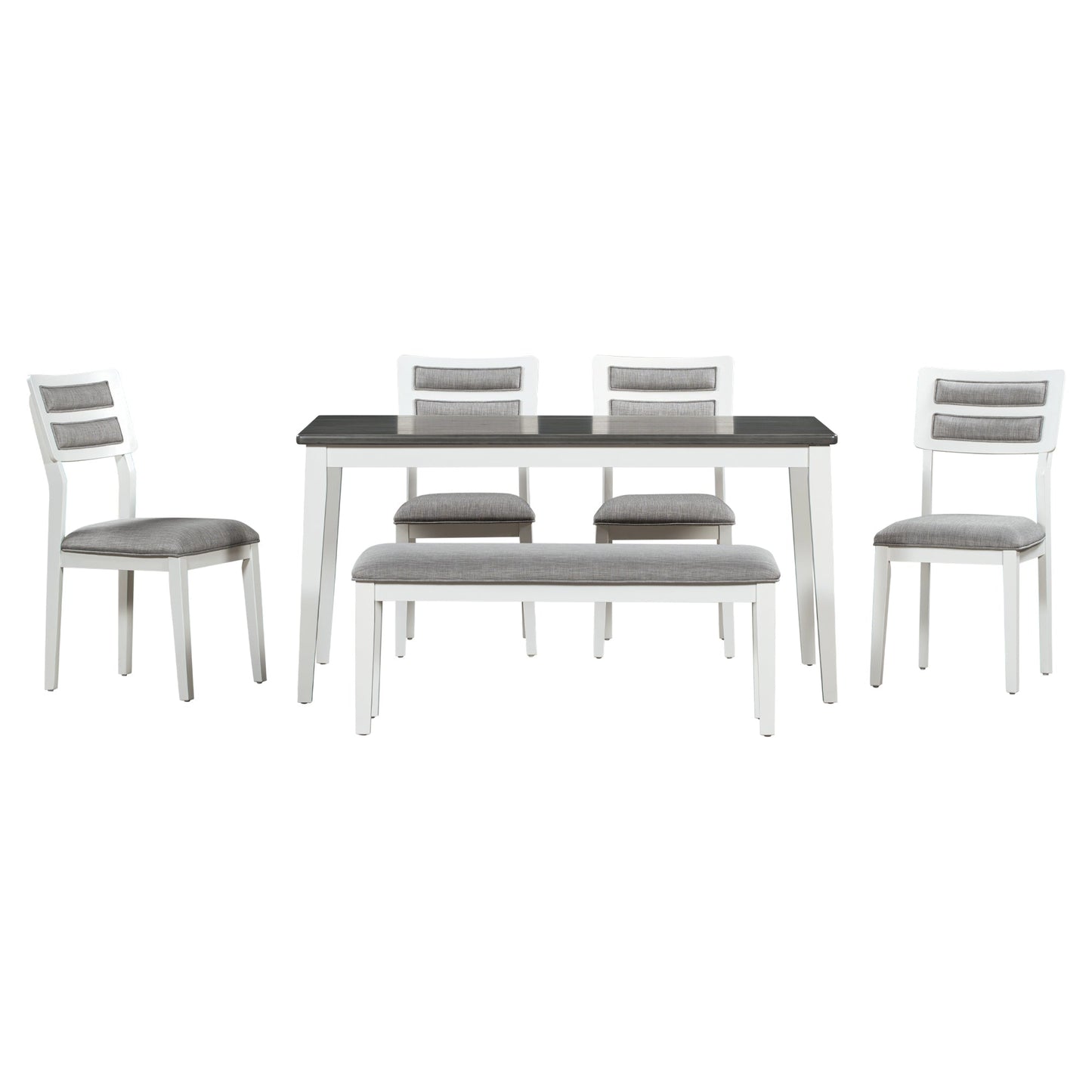 Ensemble de salle à manger TREXM Classic 6 pièces - Blanc et gris