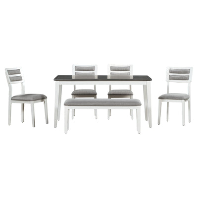 TREXM Classic 6-Piece Dining Set - White & Gray