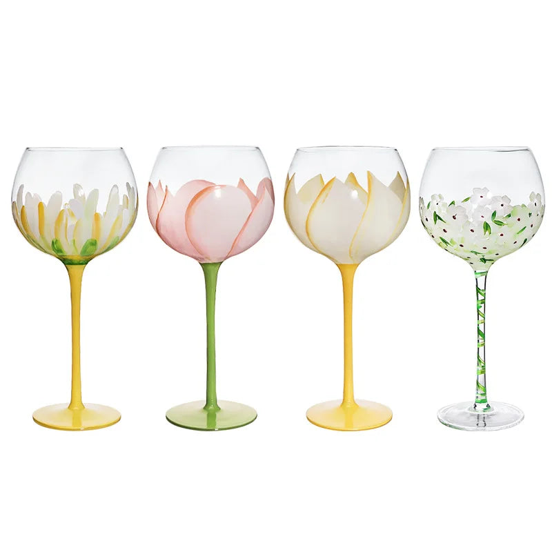 Hand Painted Glass Goblet for Elegant Celebrations