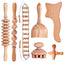 Beech wood therapy scraping cup, meridian dredging roller, tendon rolling stick, scraping board, head massager, massage set - Korvel