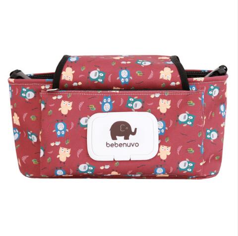 Print Strollers Baby Trolley Bag with Detachable Handbag Multifunctional Baby Stroller Organizer Pram Buggy Cart Hanging Bag XV2 - Korvel