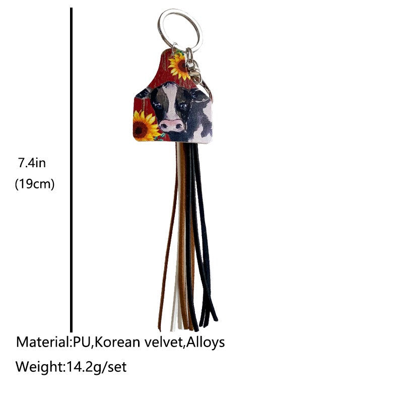Porte-clés en cuir fait main de style western avec franges