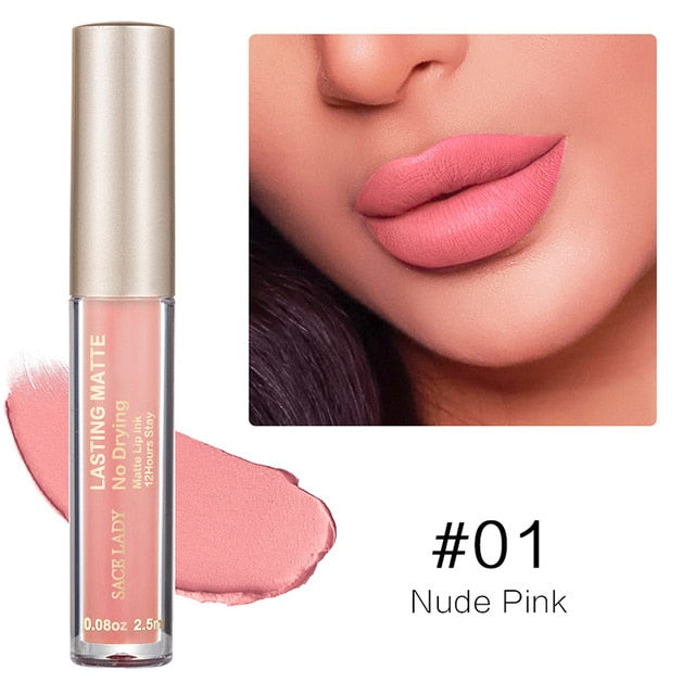 Make Up Waterproof Nude Lipstick Long Lasting Liquid Matte Lipstick Kit Lip Gloss Cosmetics Lipgloss Lip Makeup - Korvel