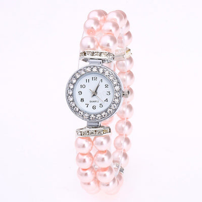 Crystal Watch Fashion Women Watch Pearl String Watch Strap Quartz Bracelet Watch models Female Clock Ladies damenuhr reloj mujer - Korvel