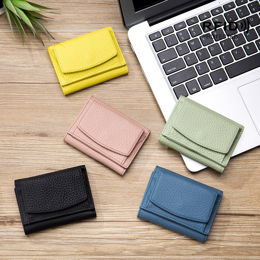 Cartera Mini de Cuero Genuino para Mujeres con Protección RFID
