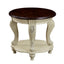 22 inch dual tone round head table, solid wood sofa side table with shelf, white and cherry tabletop - Korvel