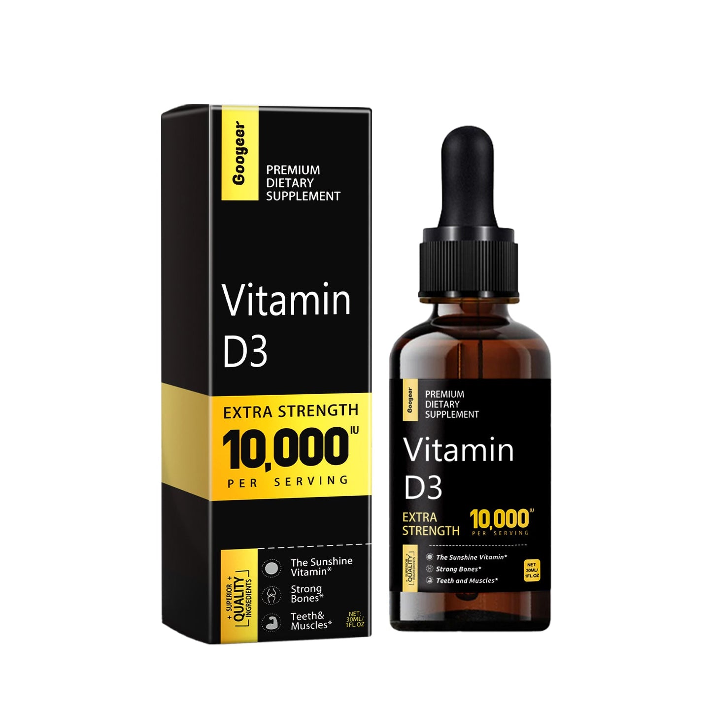 Supplément Premium de Vitamine D3 et C pour la Vitalité