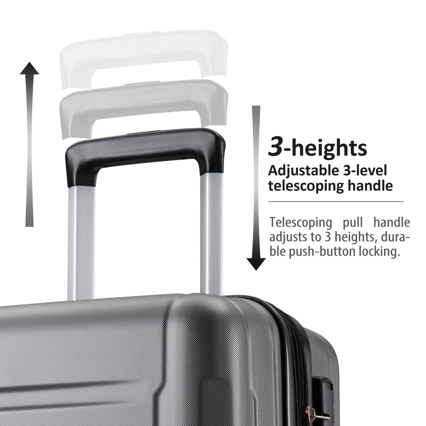 Expanable Spinner Wheel 2 Piece Luggage Set ABS Lightweight Suitcase with TSA Lock 20inch+24inch Dark Gray + Plastic - Korvel