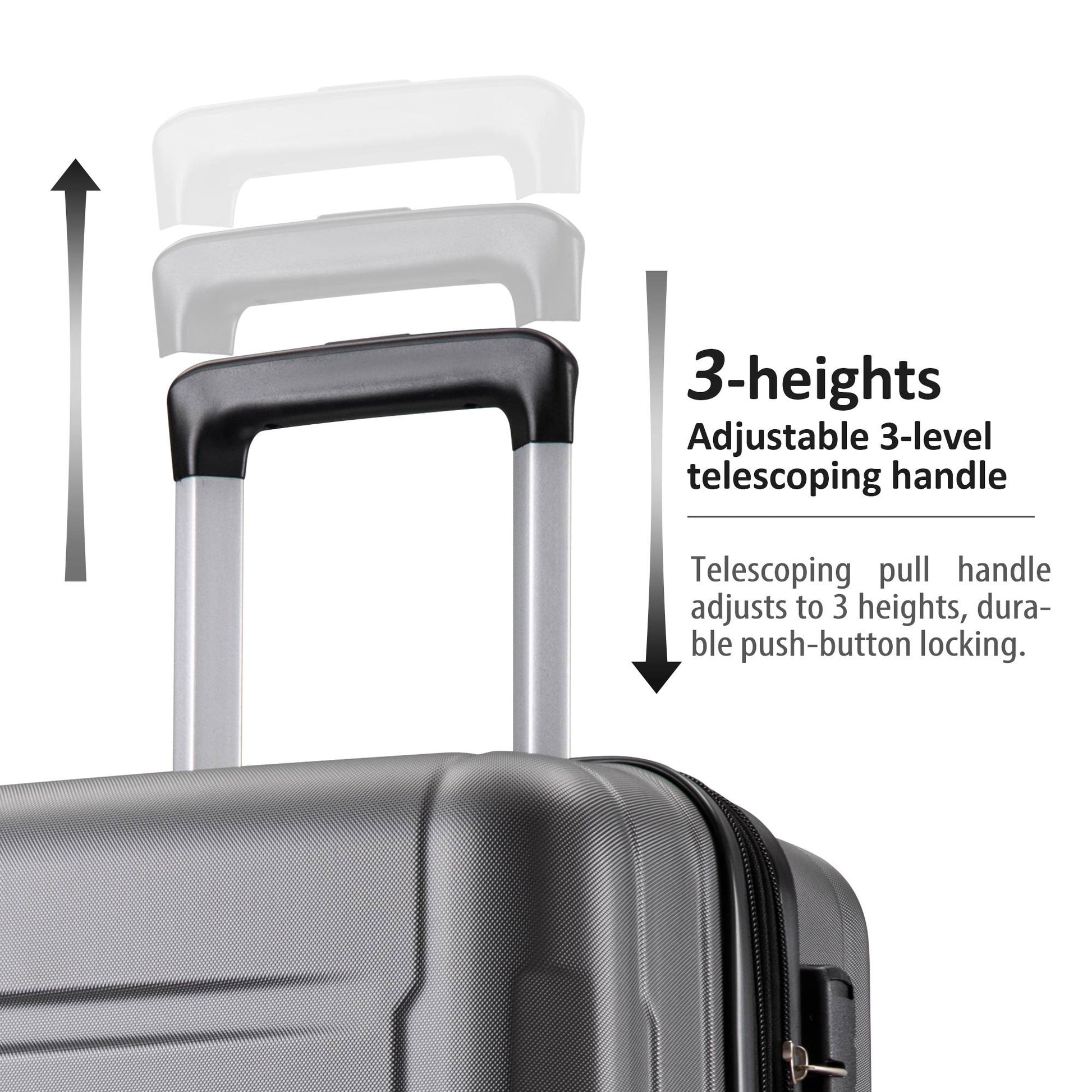 Expanable Spinner Wheel 2 Piece Luggage Set ABS Lightweight Suitcase with TSA Lock 20inch+24inch Dark Gray + Plastic - Korvel