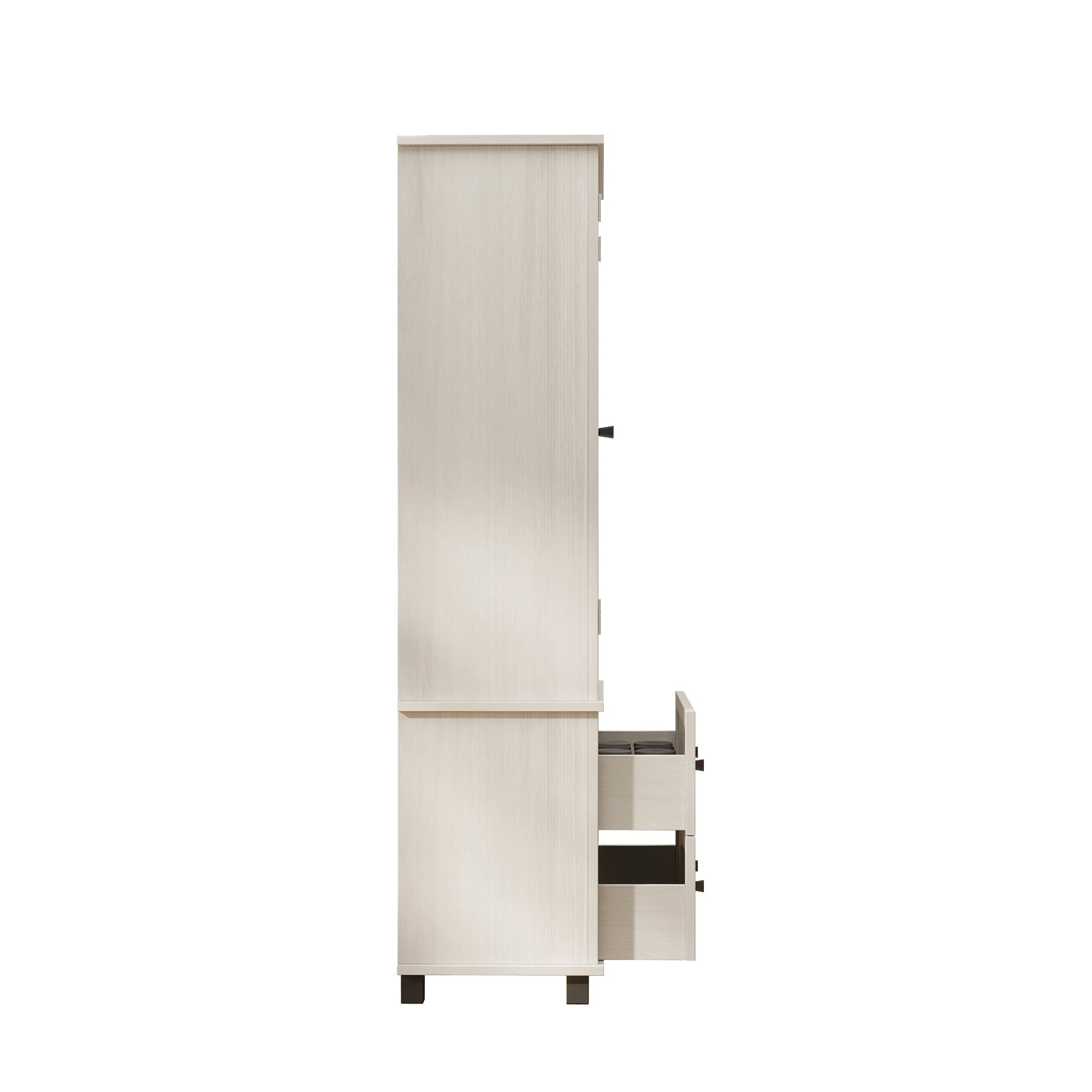 70 inch high kitchen pantry storage cabinet with 2 drawers and 3 shelves, large storage cabinet (antique white) - Korvel