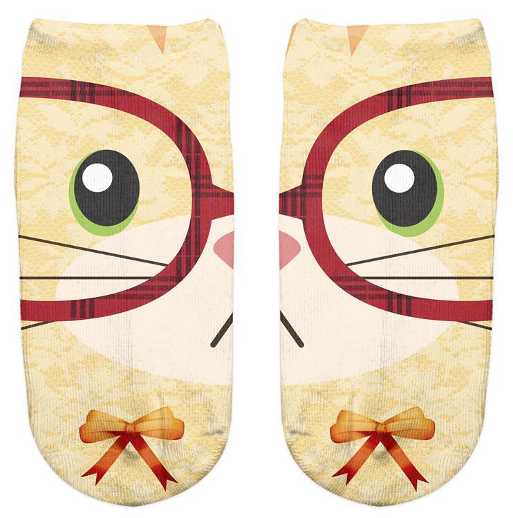 Calcetines invisibles para mujer con estampado de animales en 3D