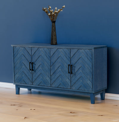 Stronger Vintage Style Buffet Cabinet Lacquered Accent Storage 4 Door Wooden - Korvel