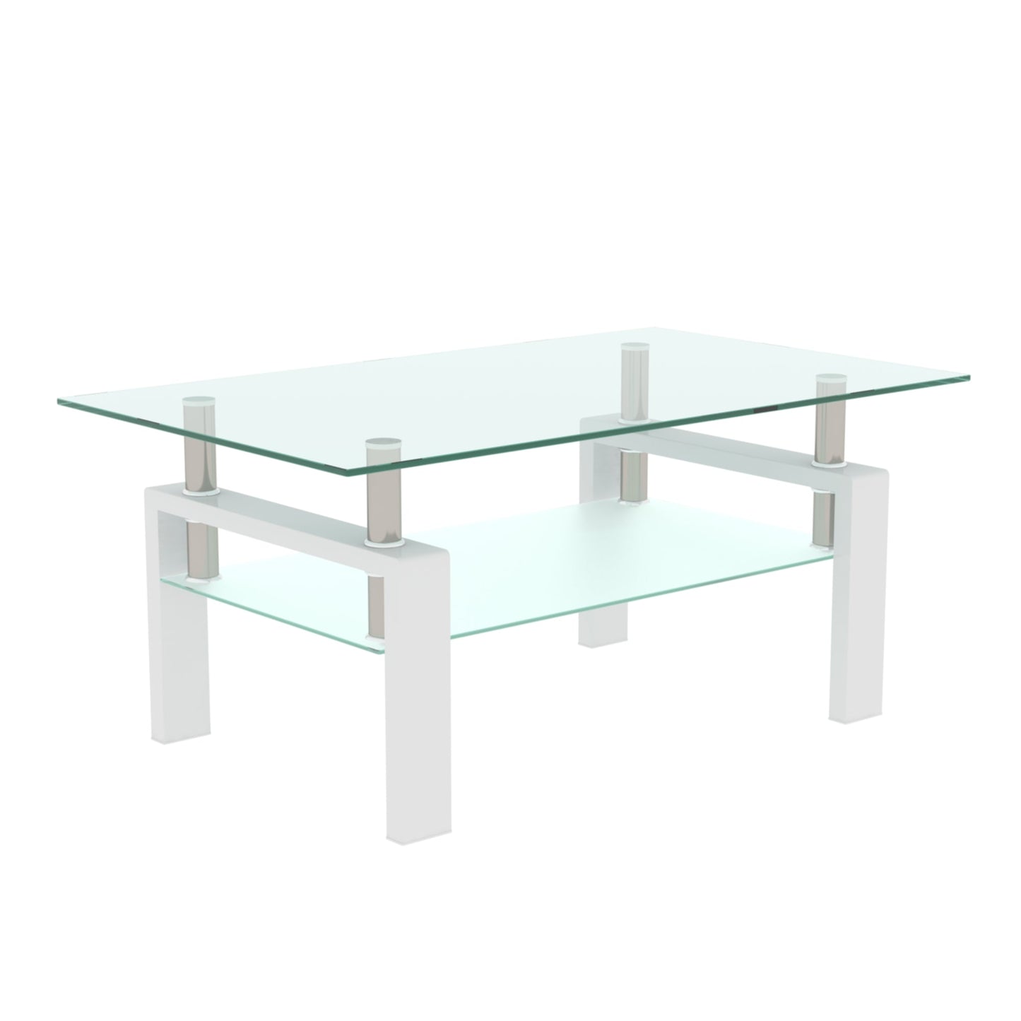 White Coffee Table Clear Coffee Table Modern Side Center Tables for Living Room Living Room Furniture - Korvel