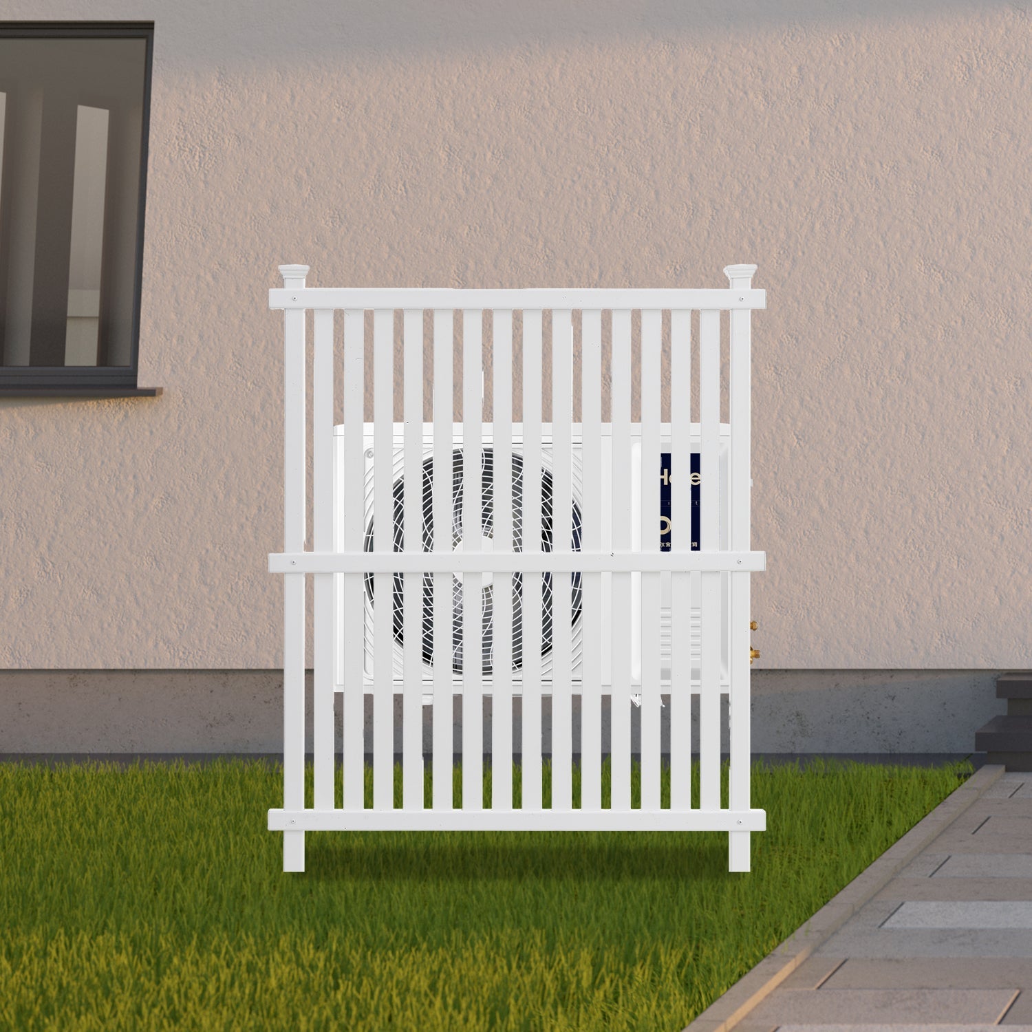 Privacy Screen Panels Kit Air Conditioner Trash Can Enclosure Vinyl white color - Korvel