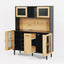 59 "H buffet side cabinet with storage door and power outlet, coffee bar cabinet with wine rack, black and natural colors - Korvel