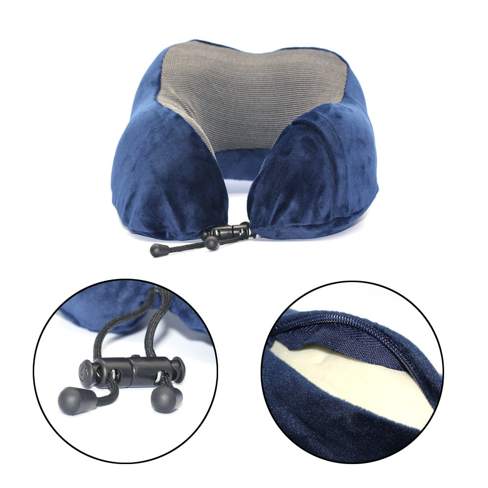 U Shaped Memory Foam Neck Pillows Soft Travel Pillow Neck Cervical Airplane Pillow 30*28*14CM Cervical Travel Healthcare Bedding - Korvel