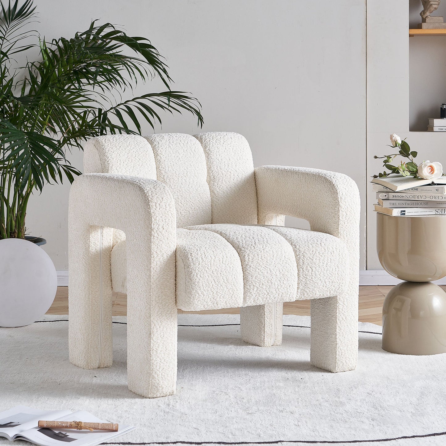 Chaise d'Accent en Boucle ÉléGante - Beige