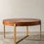 33.86"Modern Retro Splicing Round Coffee Table Fir Wood Table Top with Gold Cross Legs Base(Same SKU:W757126236) - Korvel