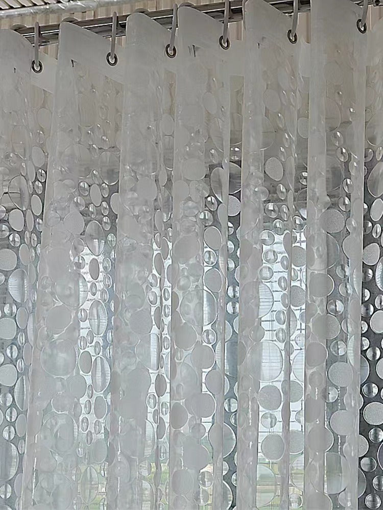 3D Water Cube Shower Curtain, Silk Pattern Waterproof Bathroom Partition Curtain, Cobblestone Curtain - Korvel