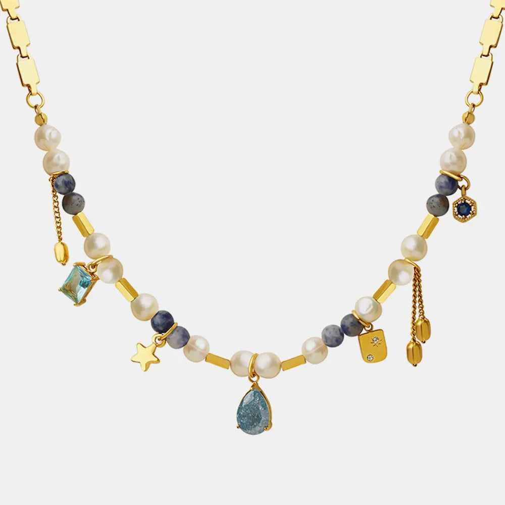 Natural stone freshwater pearl necklace necklace collarbone chain for girls - Korvel
