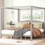 King Size Canopy Platform Bed with Headboard and Support Legs, Grey Wash - Korvel