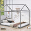 Queen Size Wooden House Bed with Headboard Gray - Korvel