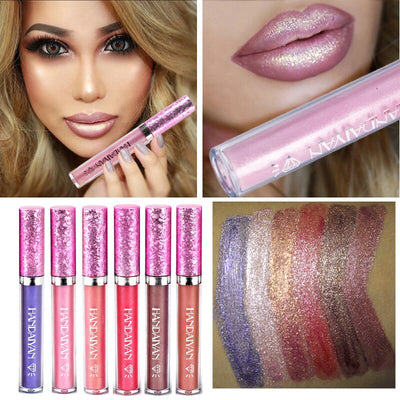 Makeup Diamond Shine Metallic Lipstick Charming Long Lasting Tattoo Liquid Glitter Powder Lipgloss Cosmetics - Korvel