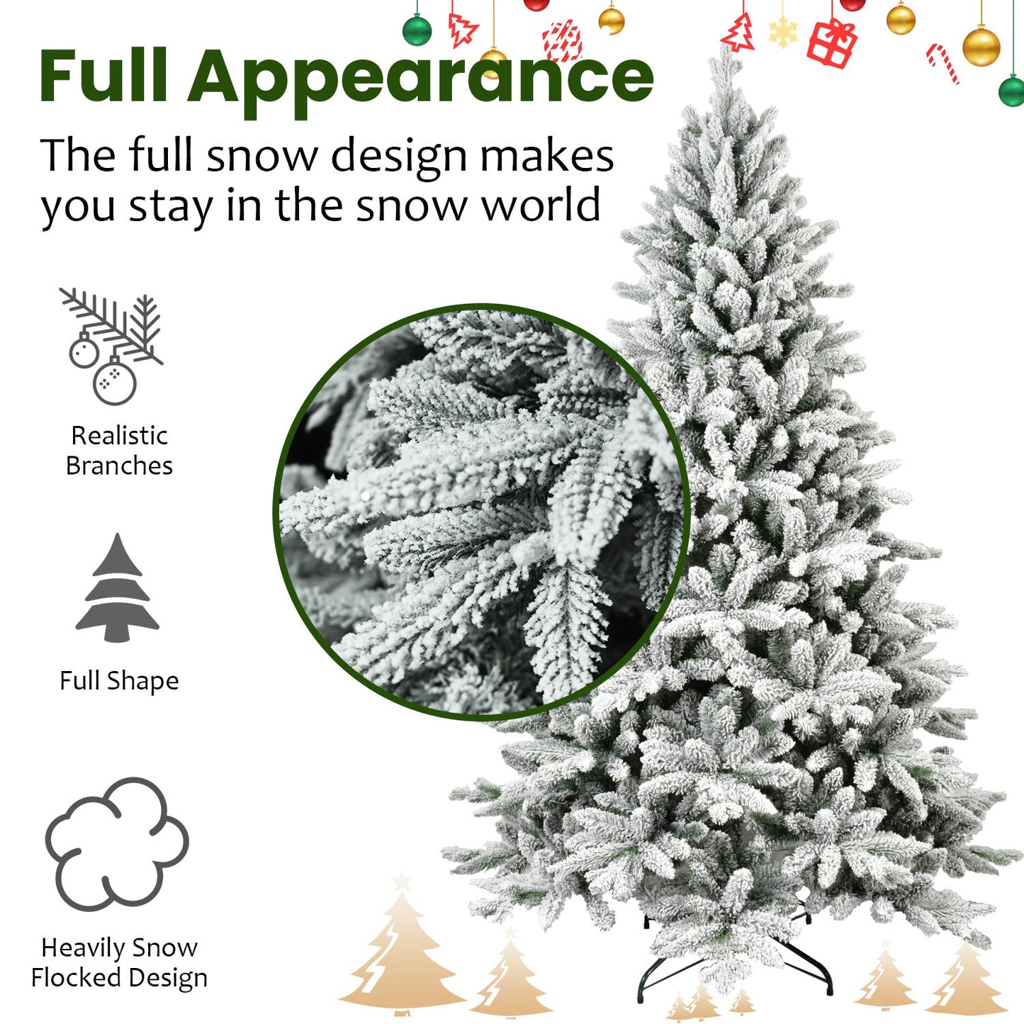 7FT Flocked Christmas Tree - Premium Artificial Decor
