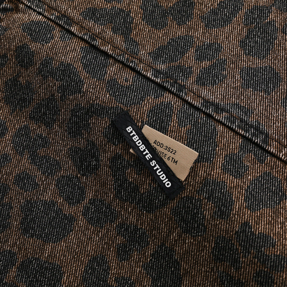 Veste en Jean Trucker Imprimé Léopard pour Hommes