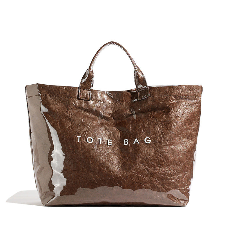 Vintage PVC tote with DuPont lettering. Simple, transparent, large - capacity handbag for commuting women. - Korvel