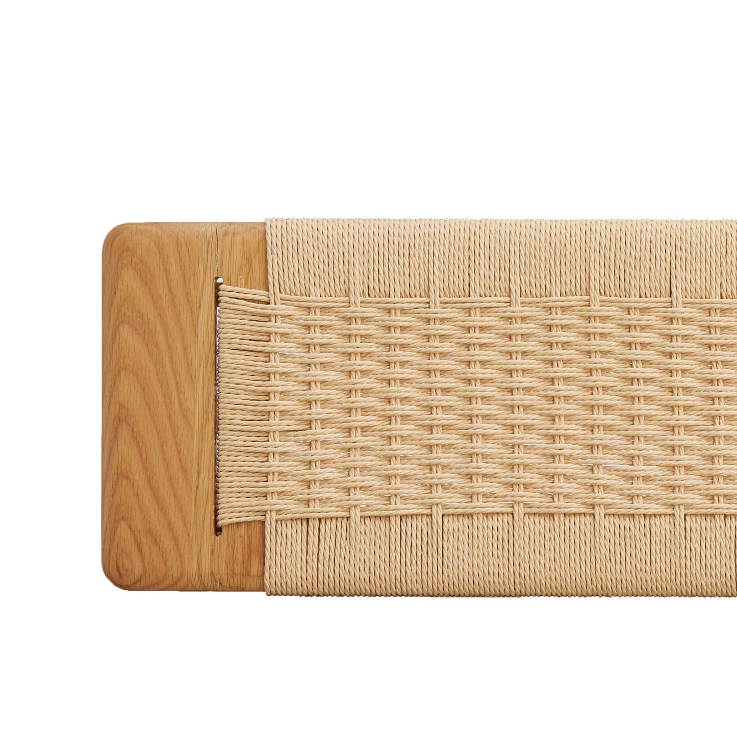 Woven Design Natural Oak Wood Backless Dining Bench