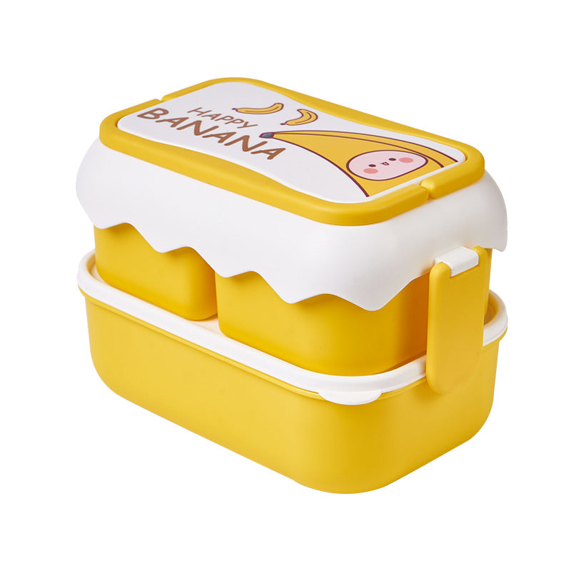 ins cartoon cute microwaveable large capacity double-layer portable lunch box lunch box - Korvel