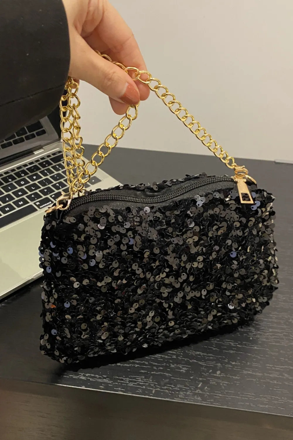 Sequin Removable Strap Shoulder Bag - Korvel