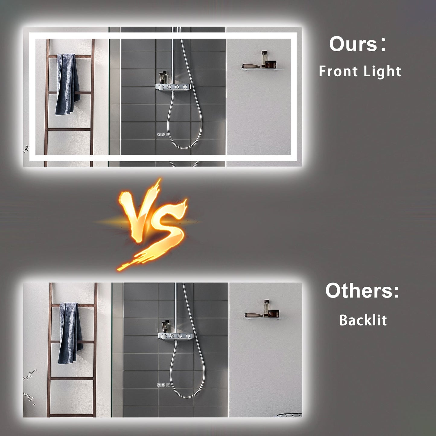 LED Bathroom Mirror 72x36 Inch with Anti-Fog and Dimming Features