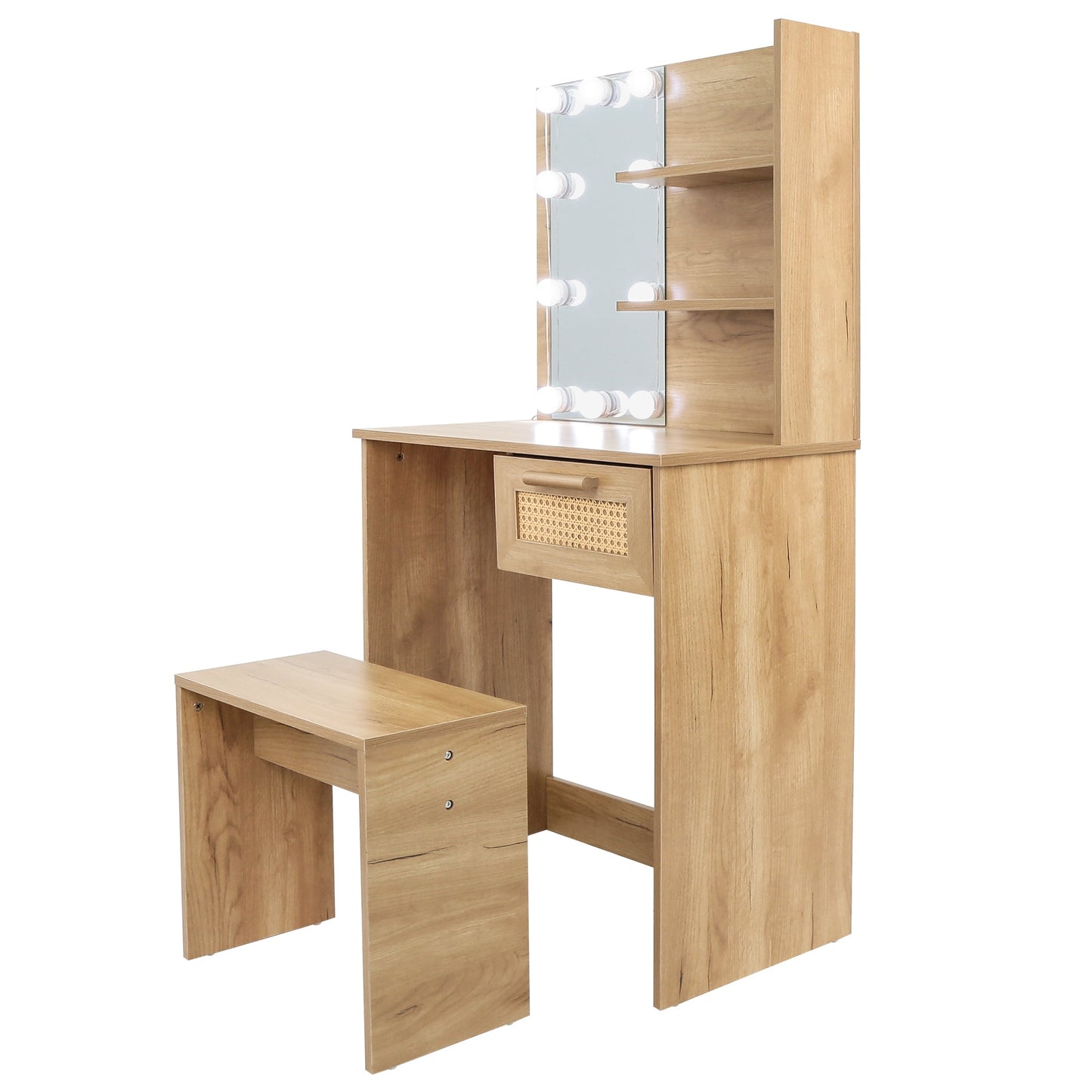 Elegant Bedroom Vanity Set with LED Mirror and Storage