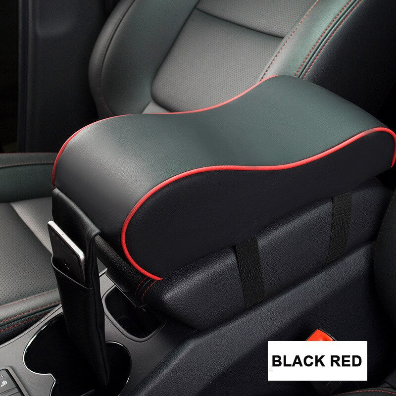 Leather Car Central Armrest Pad Black Auto Center Console Arm Rest Seat Box Mat Cushion Pillow Cover Vehicle Protective Styling - Korvel
