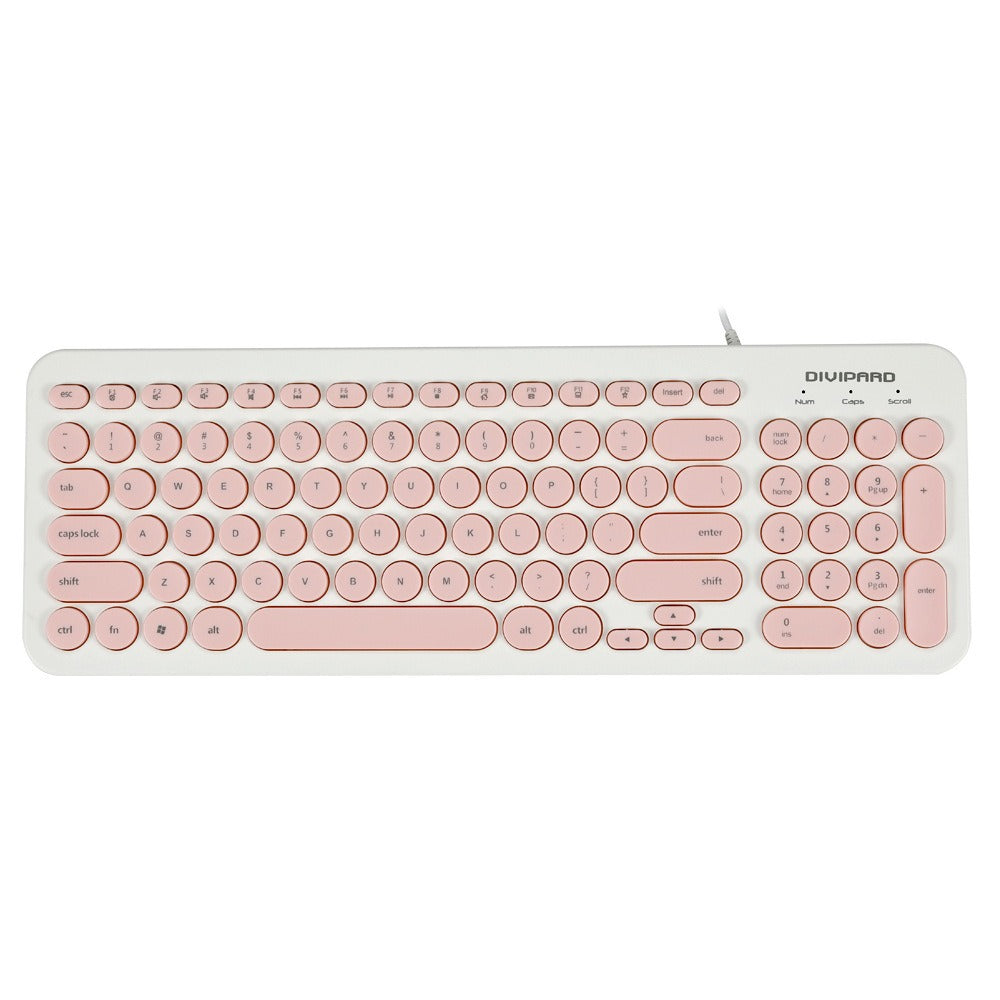 D520 Silent Wired Esports Keyboard USB Ultra Thin 104 Key Business Office Retro Punk Computer Gaming Keyboard - Korvel