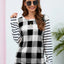 Plaid Striped Round Neck Long Sleeve T-Shirt - Korvel