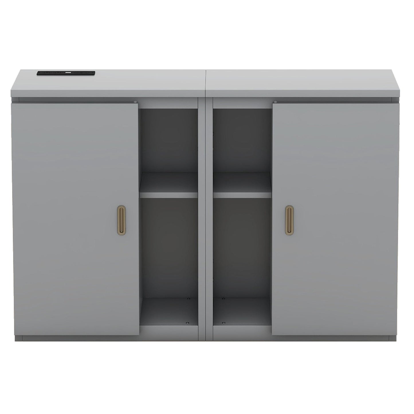 Full Size Murphy Bed with Shelves and USB Ports - Gray