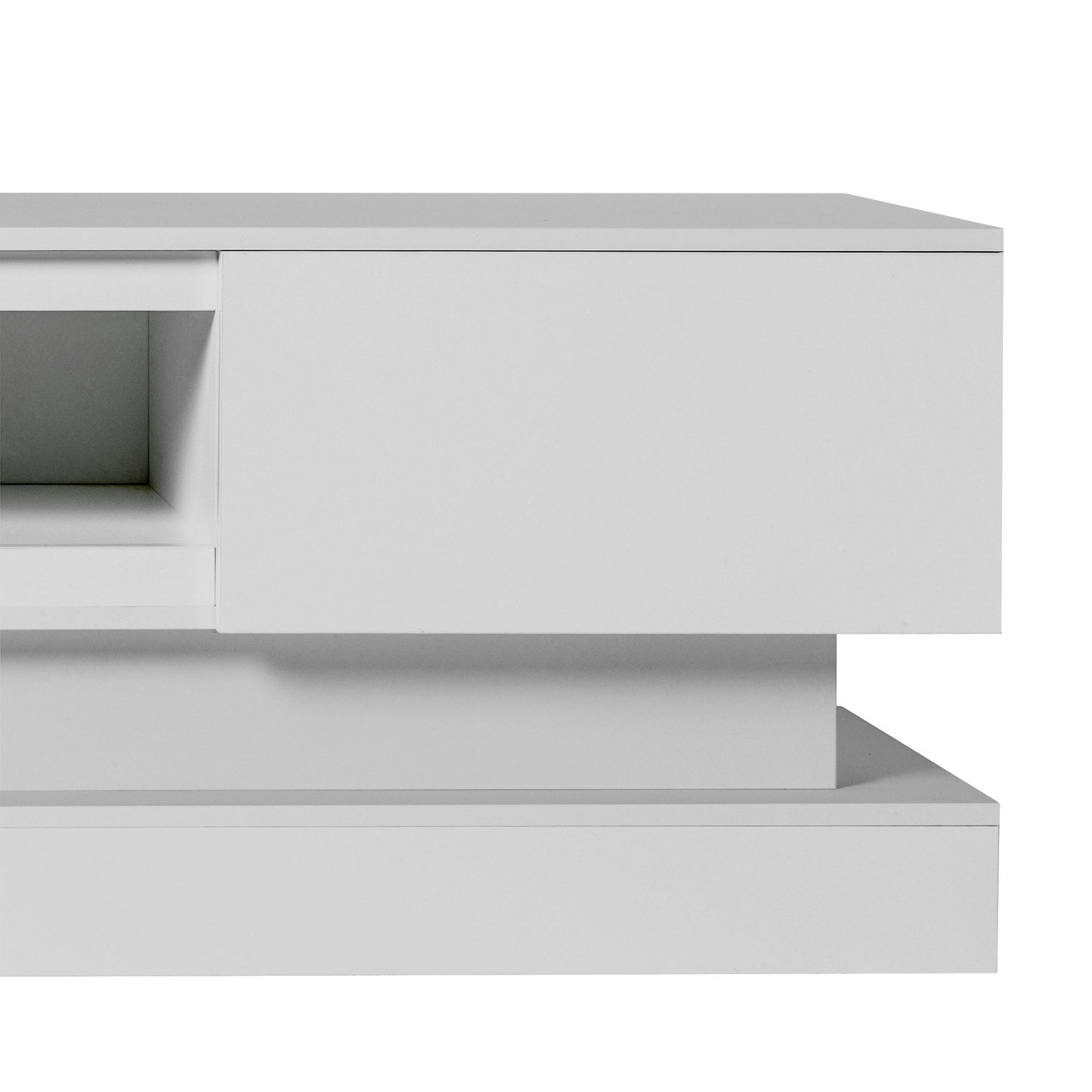 51.18inch WHITE morden TV Stand with LED Lights high glossy front TV Cabinet color:WHITE - Korvel