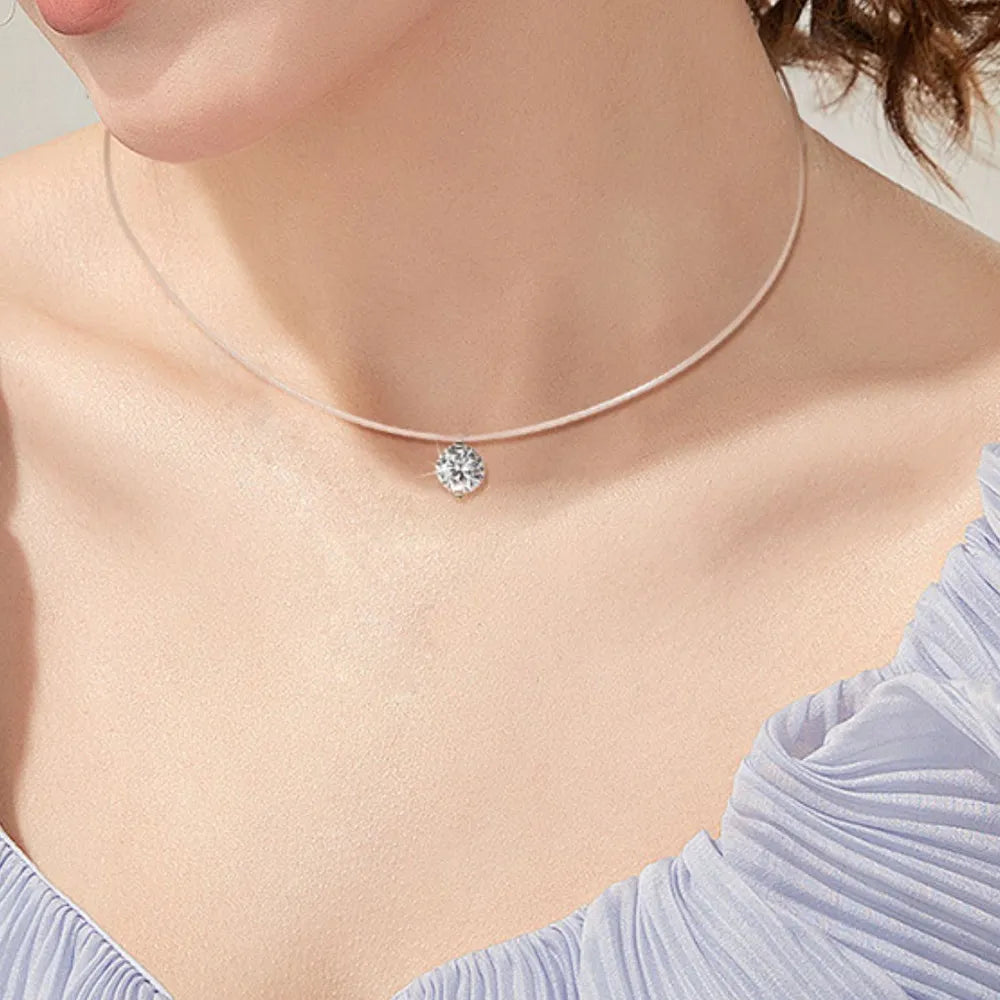 1 Carat Moissanite Necklace in 925 Sterling Silver