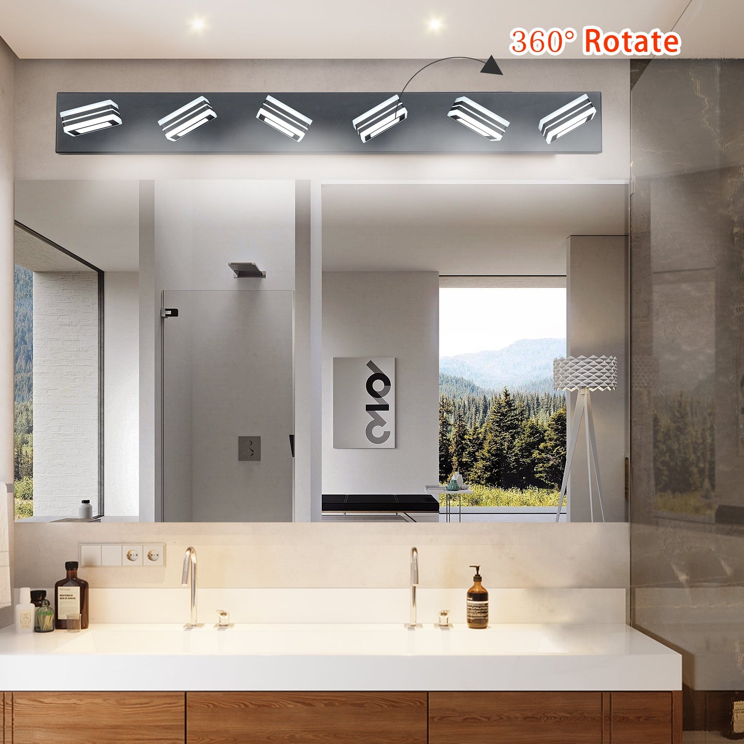 Luces de tocador modernas LED negras - Apliques de baño de 6 luces