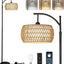 Arc Floor Lamp with Remote Control, Dimmable LED Floor Lamp with 3 Color Temperature Boho Farmhouse Tall Pole Lamp - Korvel