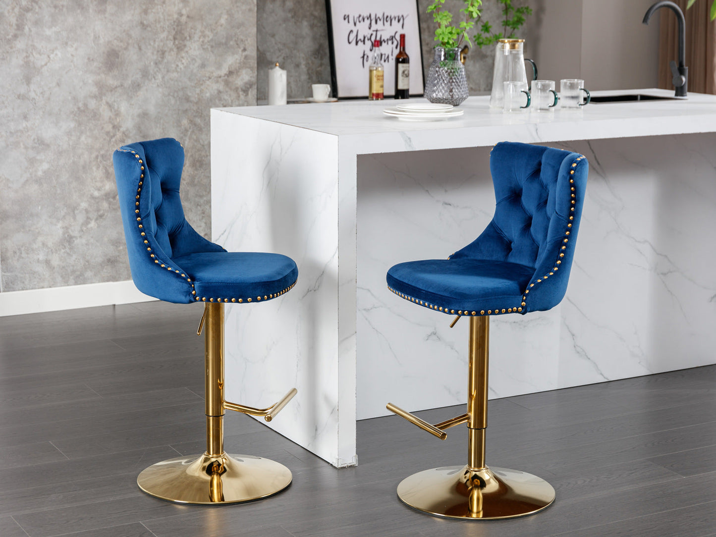 Modern Adjustable Bar Stools with Backs - Set of 2
