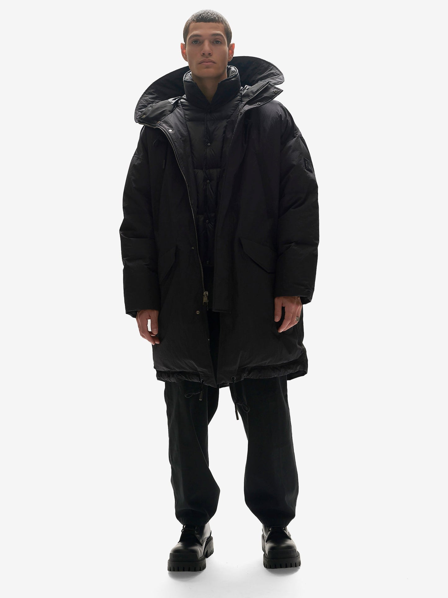 Long Down Puffer Jacket - Black