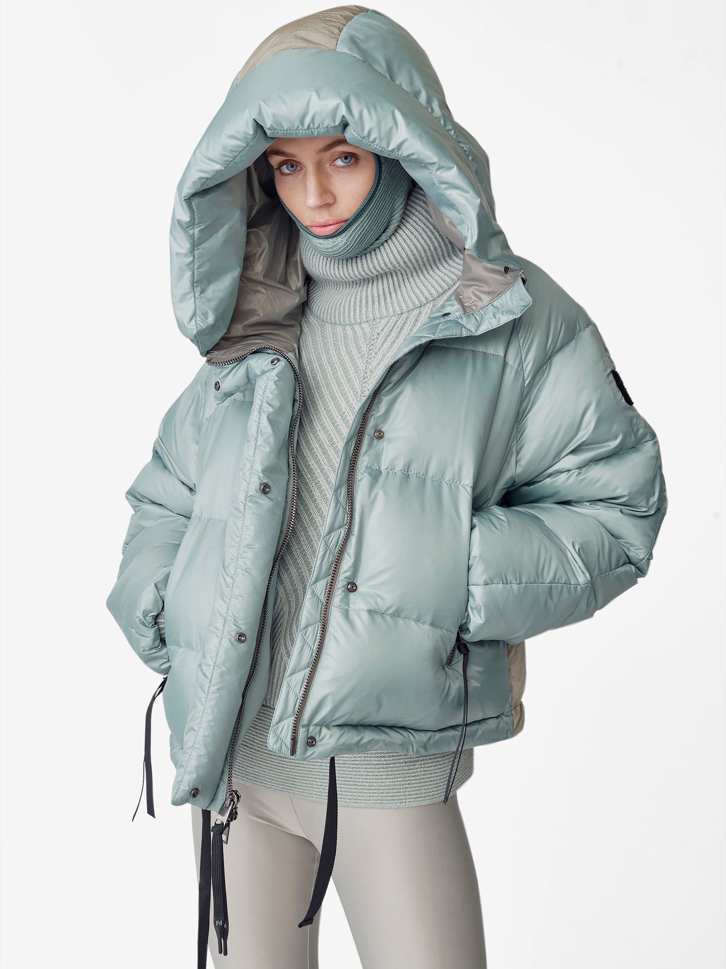 Doudoune courte en duvet - Gris ardoise