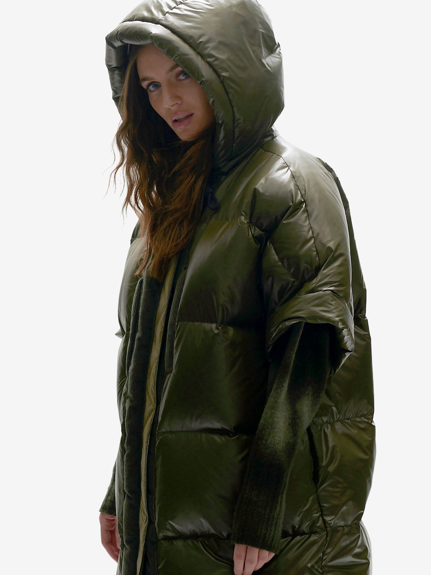 Gilet Long en Duvet - Olive