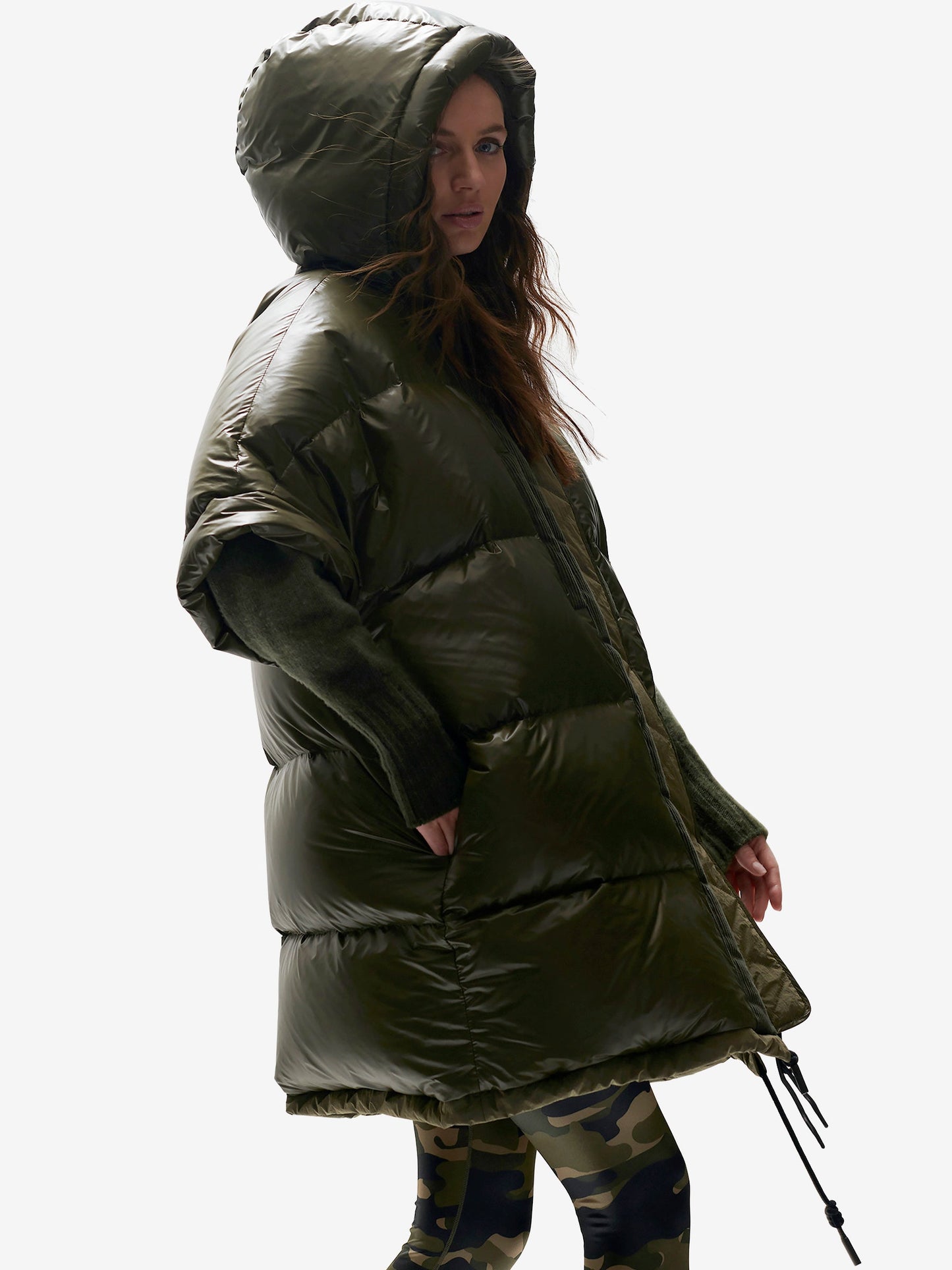 Gilet Long en Duvet - Olive