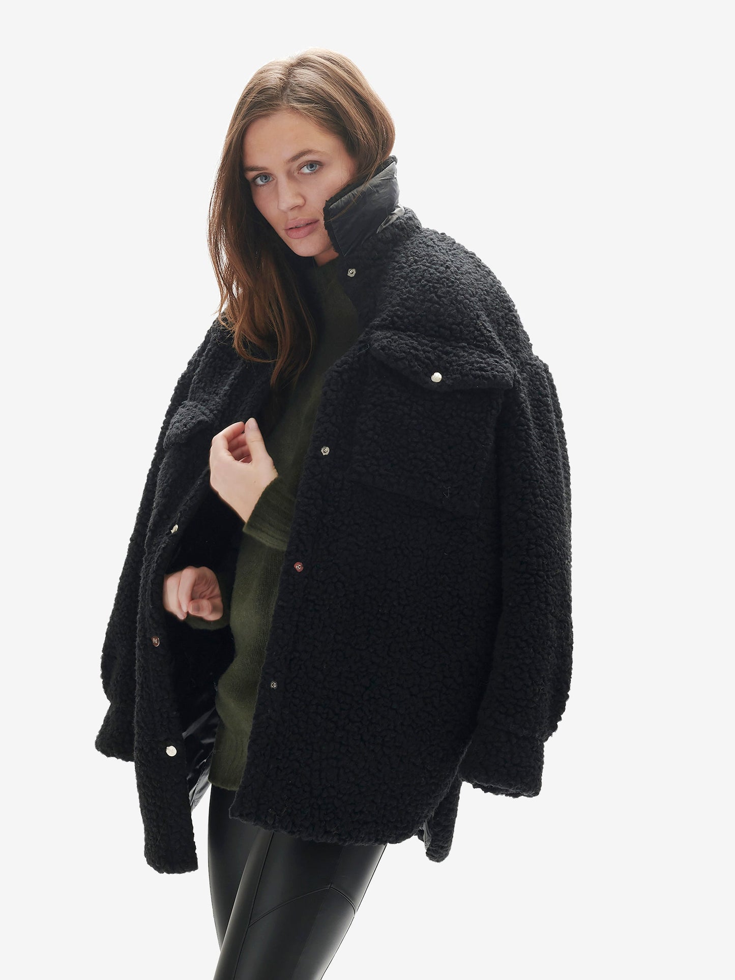 Veste en laine sherpa rembourrée - Noir