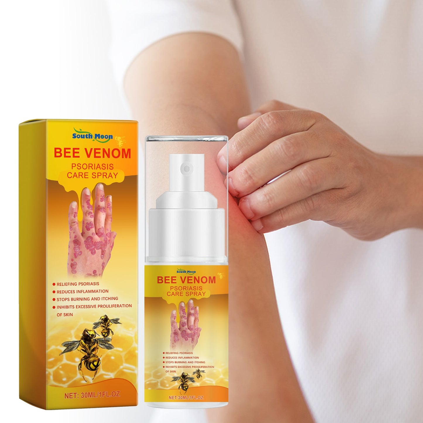 Bee Venom Psoriasis Care Spray, Soothing Skin Irritation Repair Moisturizing And Tender Skin Care Spray - Korvel
